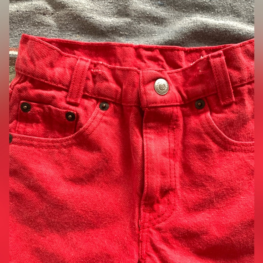 1980s Levi Strauss Red Button Snap Jeans Vintage Size 5 - Picture 3 of 11